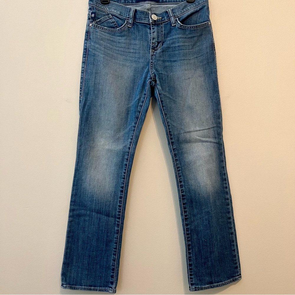Rock & Republic Jeans womens 8 blue Kendall flap pockets wings embroidered
